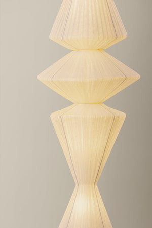 Close-up of the Greendale Floor Lamp in aged brass showing the stem, base, and shade proportions.