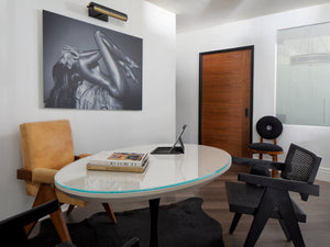 Gaines Picture Light 18.25" styled in a reading room for warm, layered light at Laurie Yapp Home.