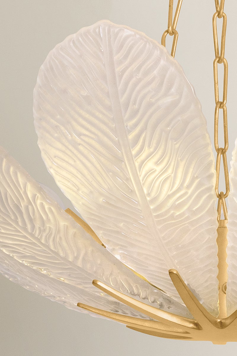 Galena Chandelier 34" shown from the front to reveal the frame, arms, and shade detail.