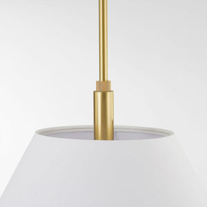 Glenmoore Pendant in aged brass shown from the front to reveal the shade shape and metal detail.