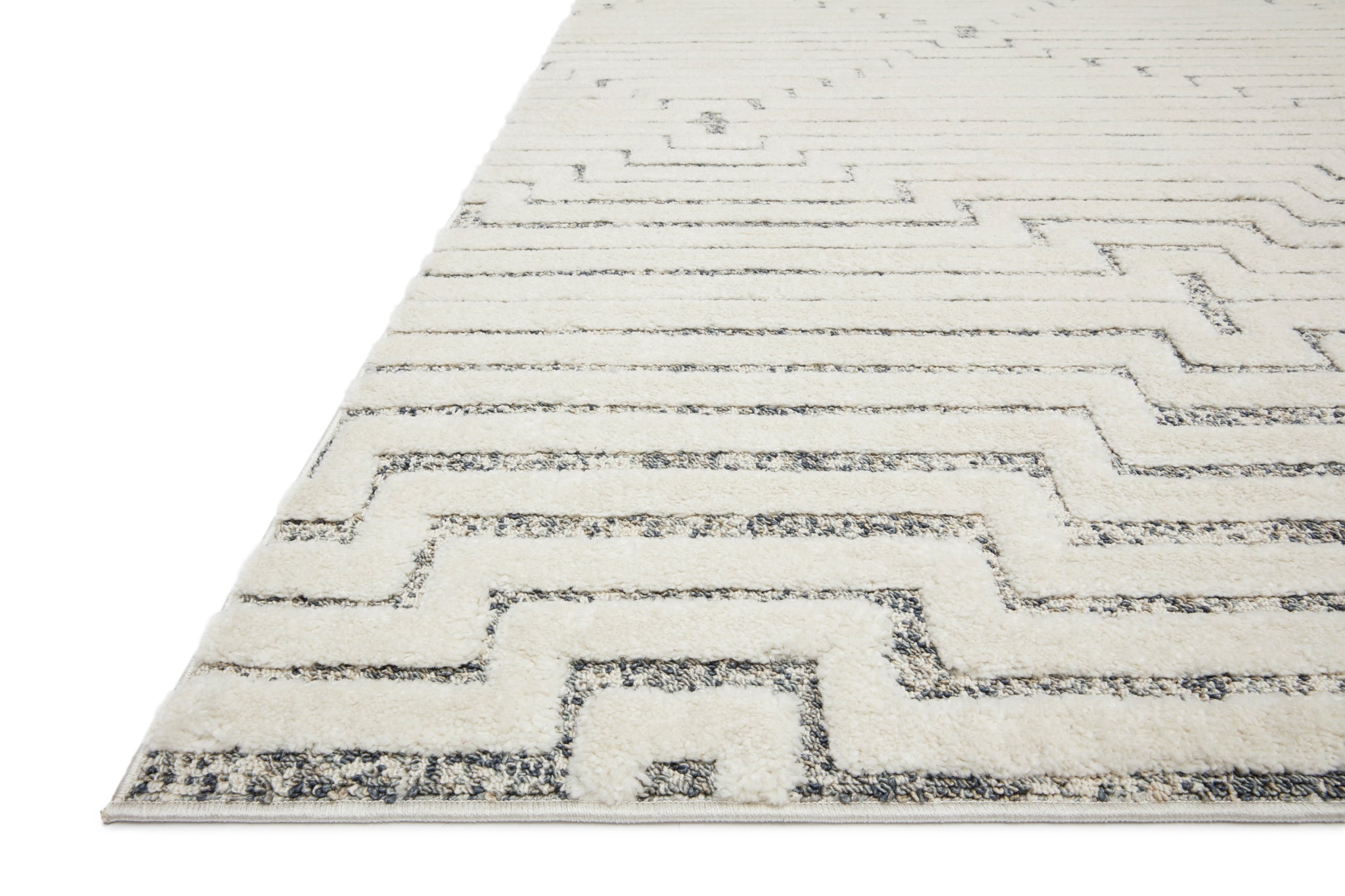 Side view of the Hagen White / Sky rug.