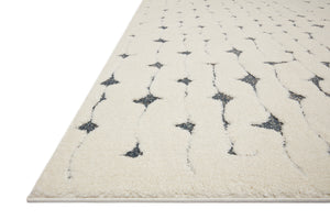 Side view of the Hagen White / Navy rug.