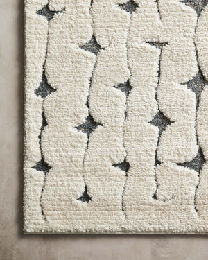 Close-up detail of the Hagen White / Navy showing its pile and weave.