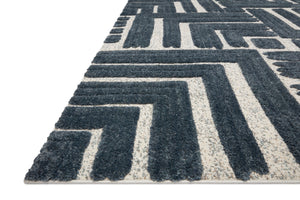 Side view of the Hagen Blue / White rug.