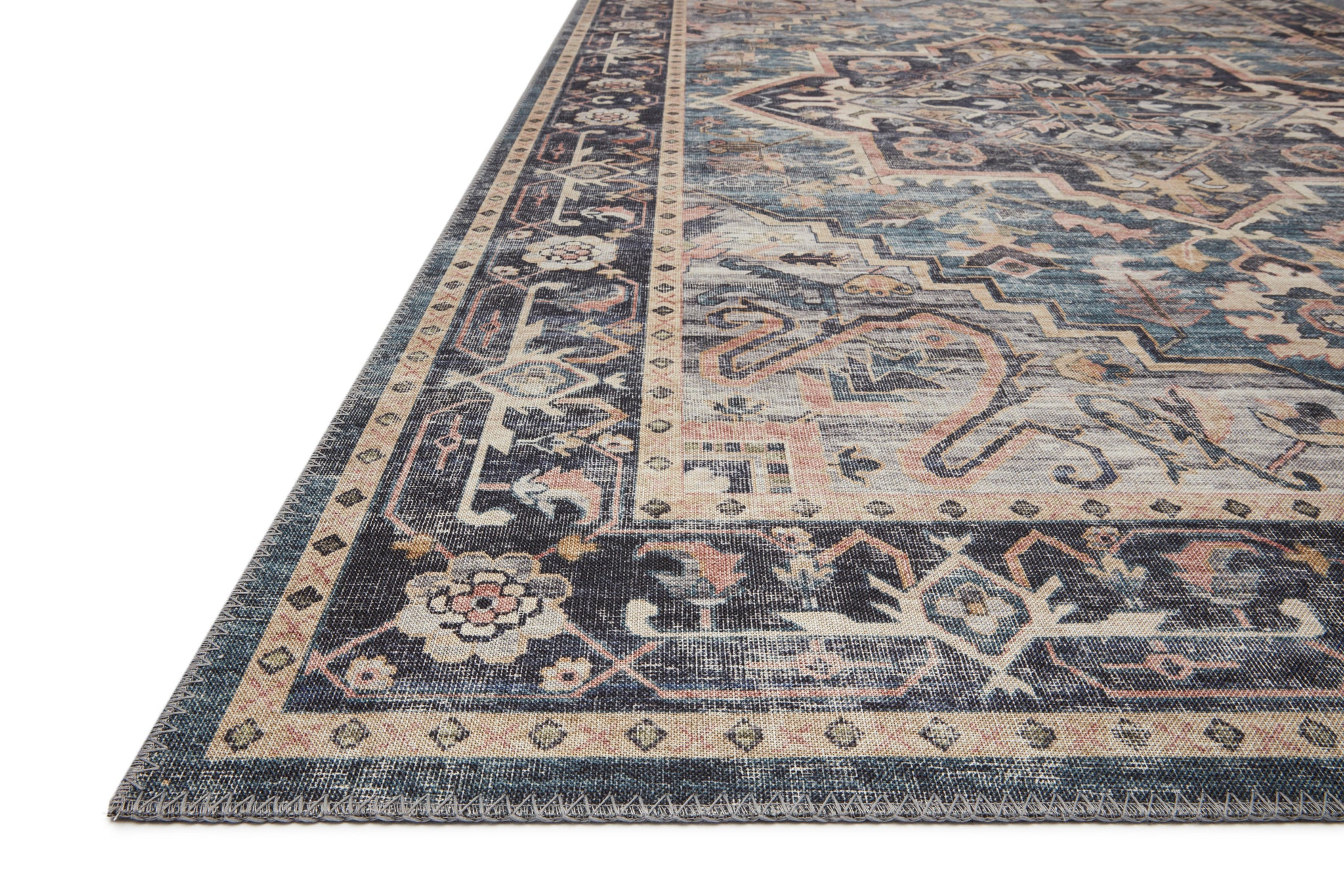 Hathaway Navy / Multi styled in a living room at Laurie Yapp Home.