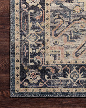 Hathaway Navy / Multi shown in a styled living room vignette at Laurie Yapp Home.