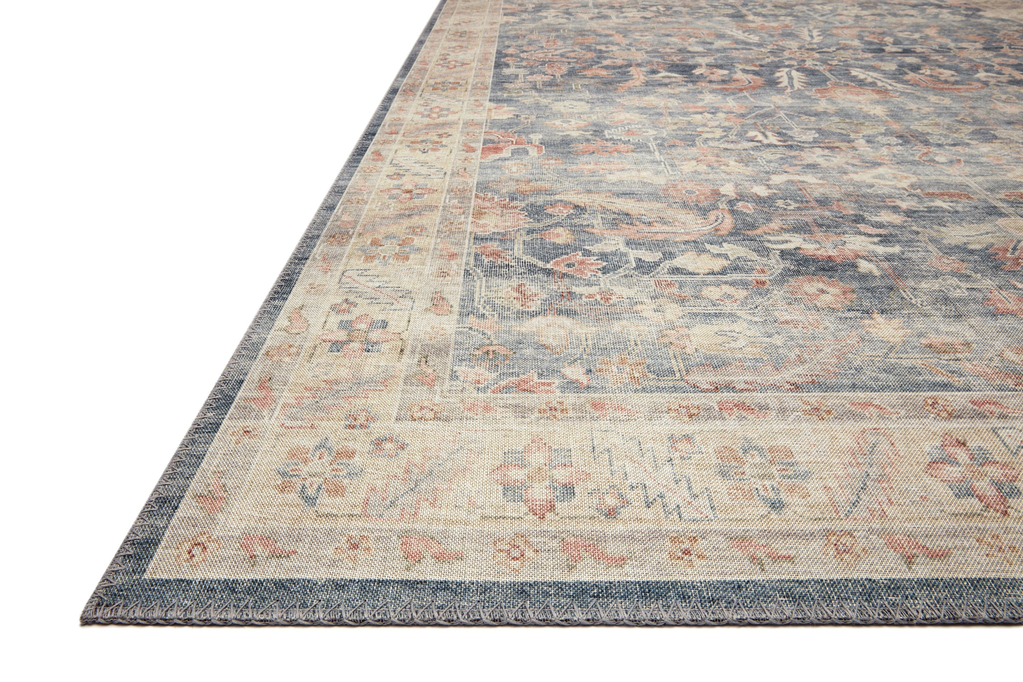 Side view of the Hathaway Denim / Multi rug.