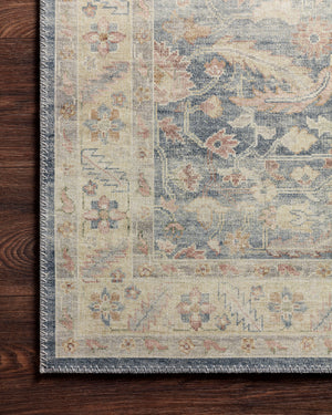 Hathaway Denim / Multi shown in a curated living room setting at Laurie Yapp Home.
