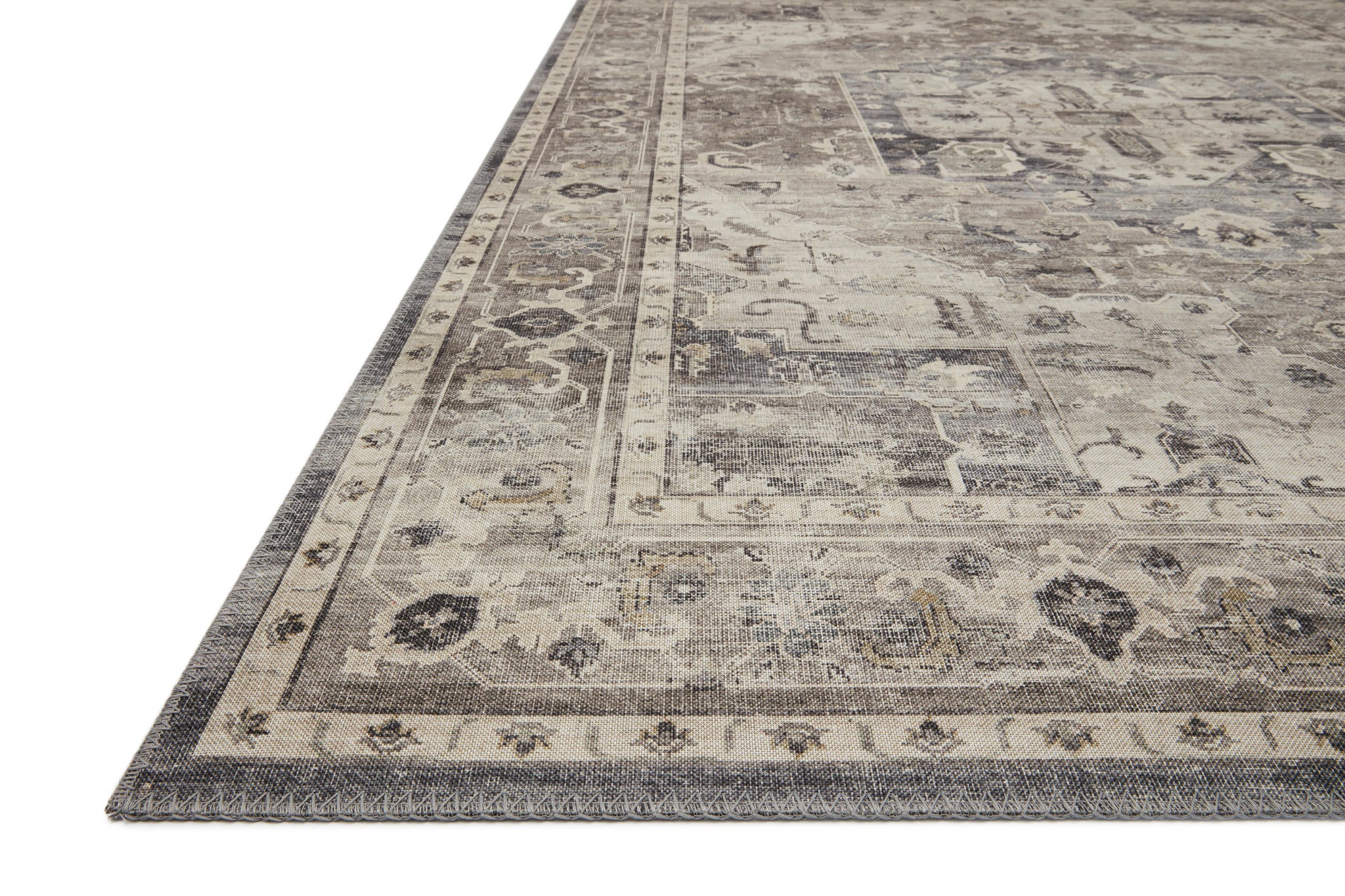 Side view of the Hathaway Steel / Ivory rug.
