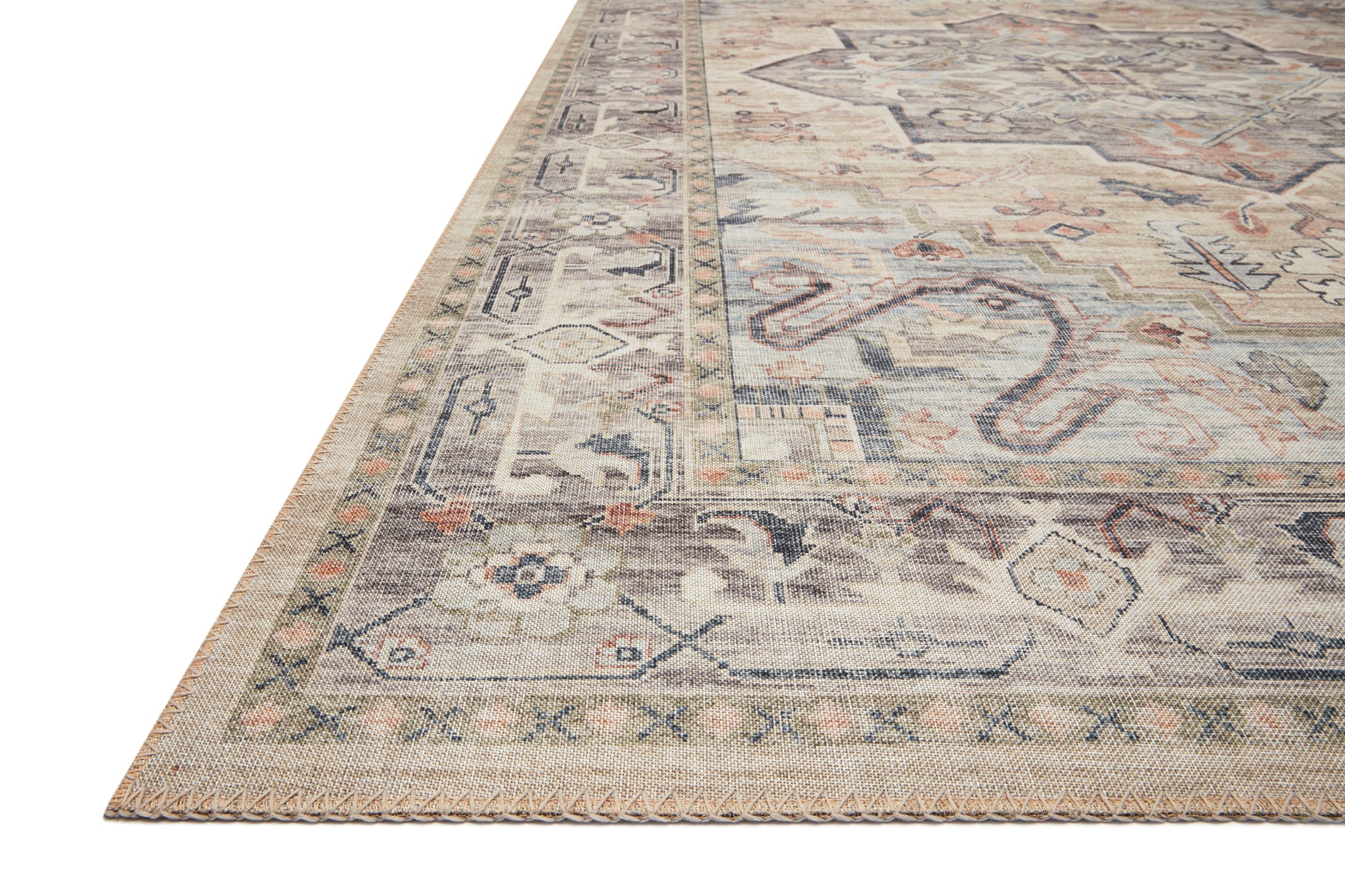 Side view of the Hathaway Multi / Ivory rug.