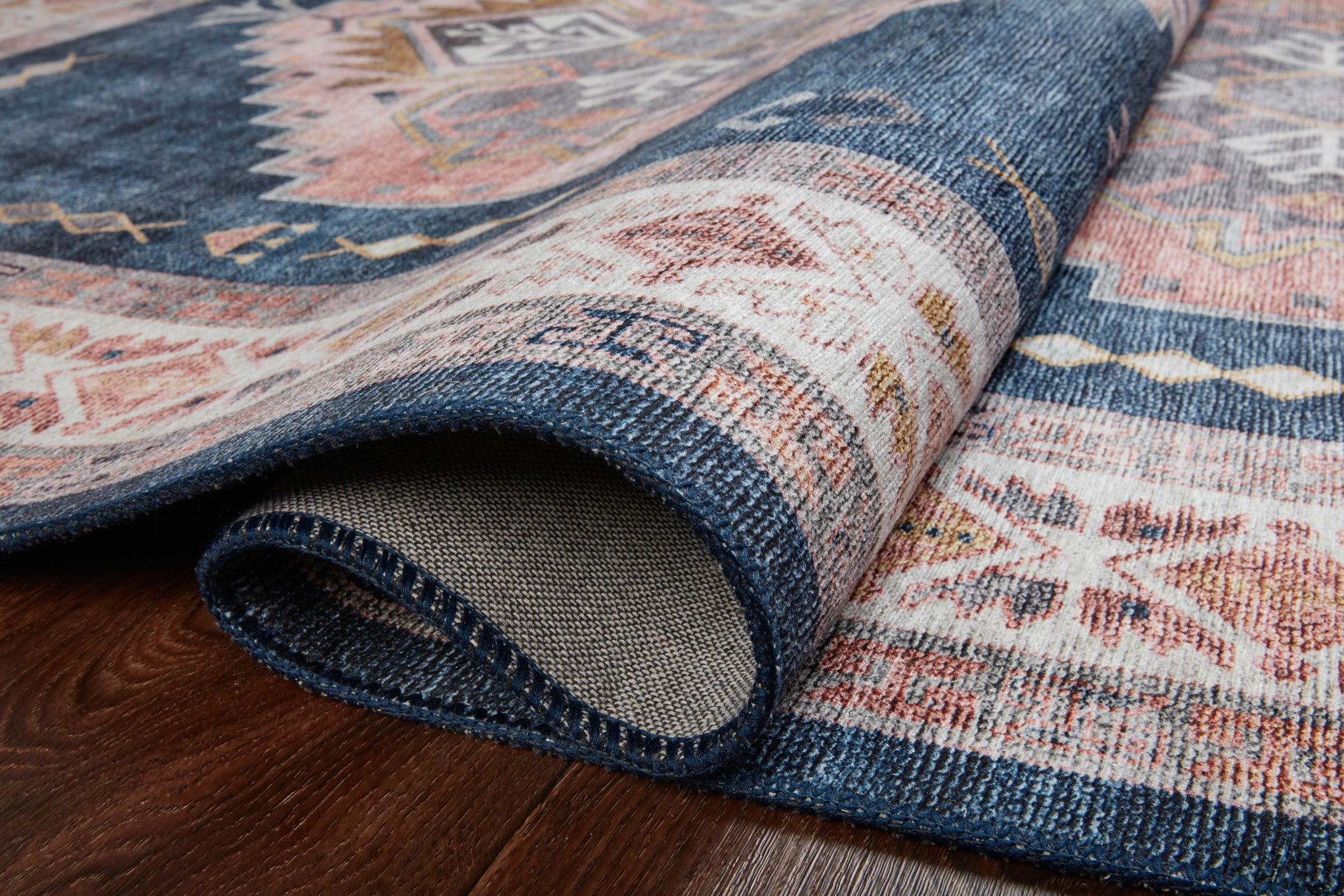 Close-up detail of the Heidi Denim / Blush showing its pile and weave.