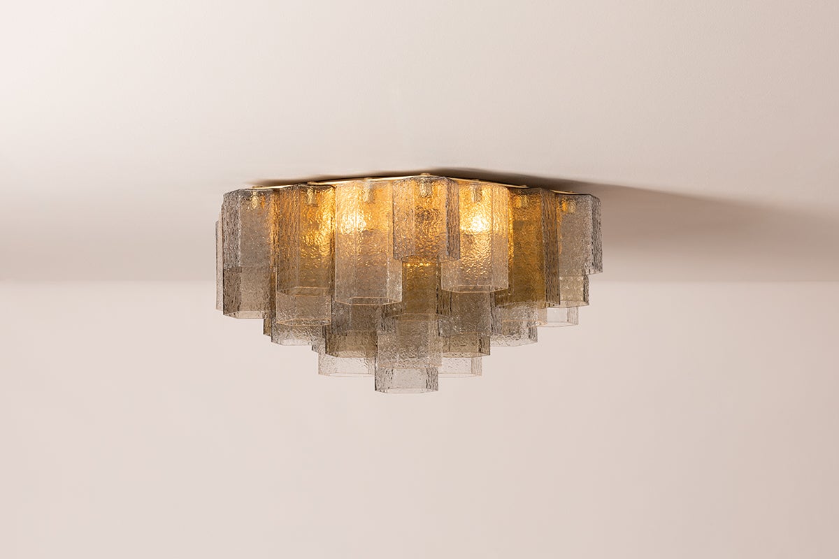 Close-up of the Helsinki Semi Flush 26" showing the shade profile and mounting canopy.