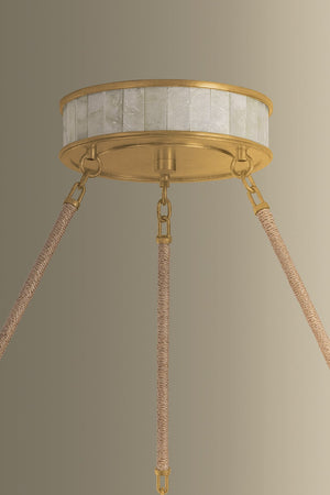Close-up of the Halcott Chandelier 42" showing the frame, arms, and shade detail.