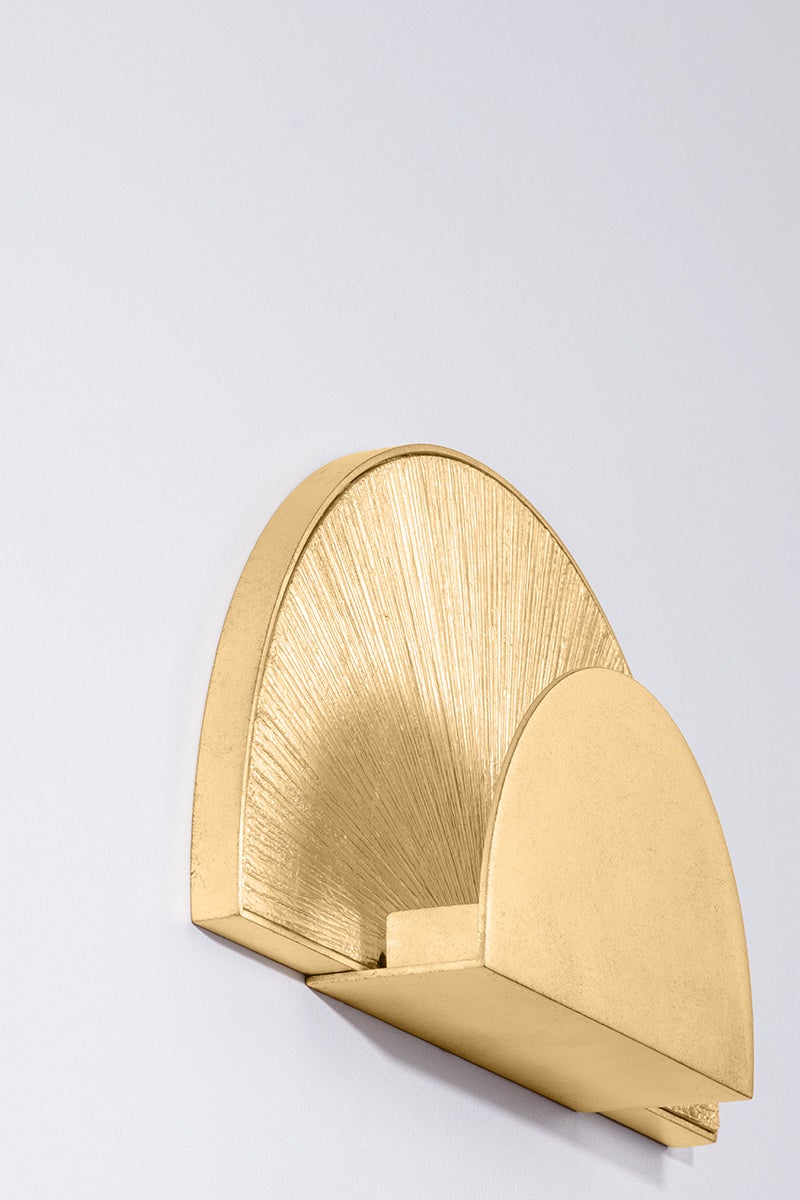 Homecrest Wall Sconce shown from the front to reveal the arm curve and shade silhouette.