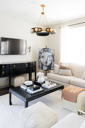 Hopper Chandelier 32" styled in a two-story entry for warm, layered light at Laurie Yapp Home.