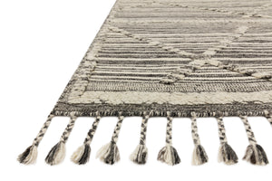 Side view of the Iman Ivory / Charcoal rug.