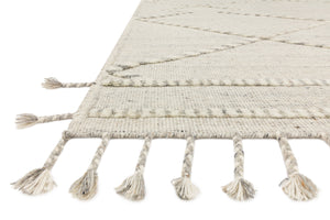 Side view of the Iman Ivory / Lt. Grey rug.