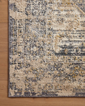 Side view of the Indra Charcoal / Natural rug.