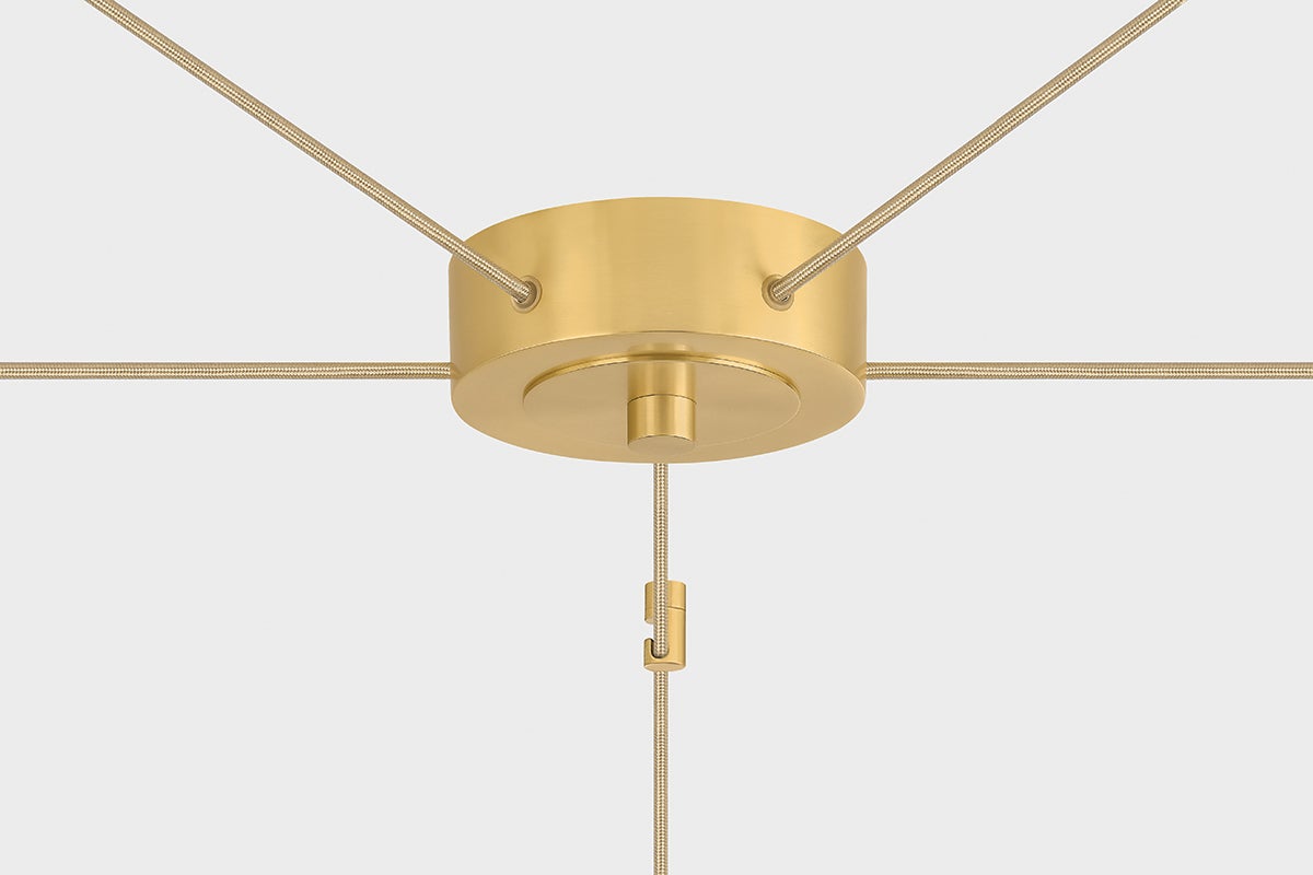 Ironwood Chandelier 30" x 14" in aged brass — a Hudson Valley chandelier for dining rooms, entries, and living rooms at Laurie Yapp Home.
