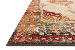 Side view of the Isadora Ant. Ivory / Sunset rug.