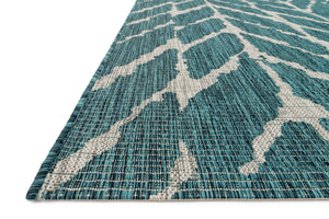Side view of the Isle Teal / Grey rug.