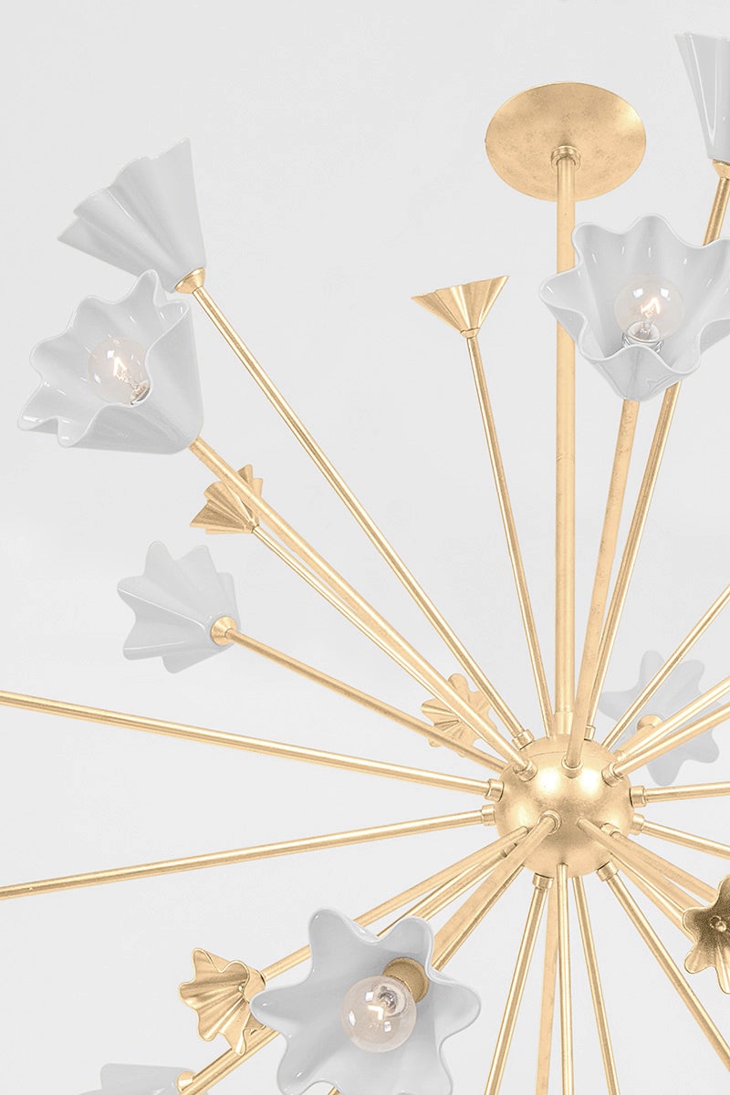 Julieta Chandelier 55.5" shown from the front to reveal the frame, arms, and shade detail.