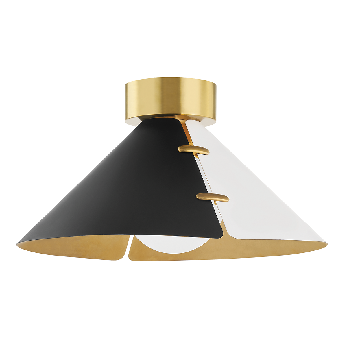 Split Flush Mount in aged brass — a Hudson Valley flush mount for hallways, bedrooms, and entryways at Laurie Yapp Home.