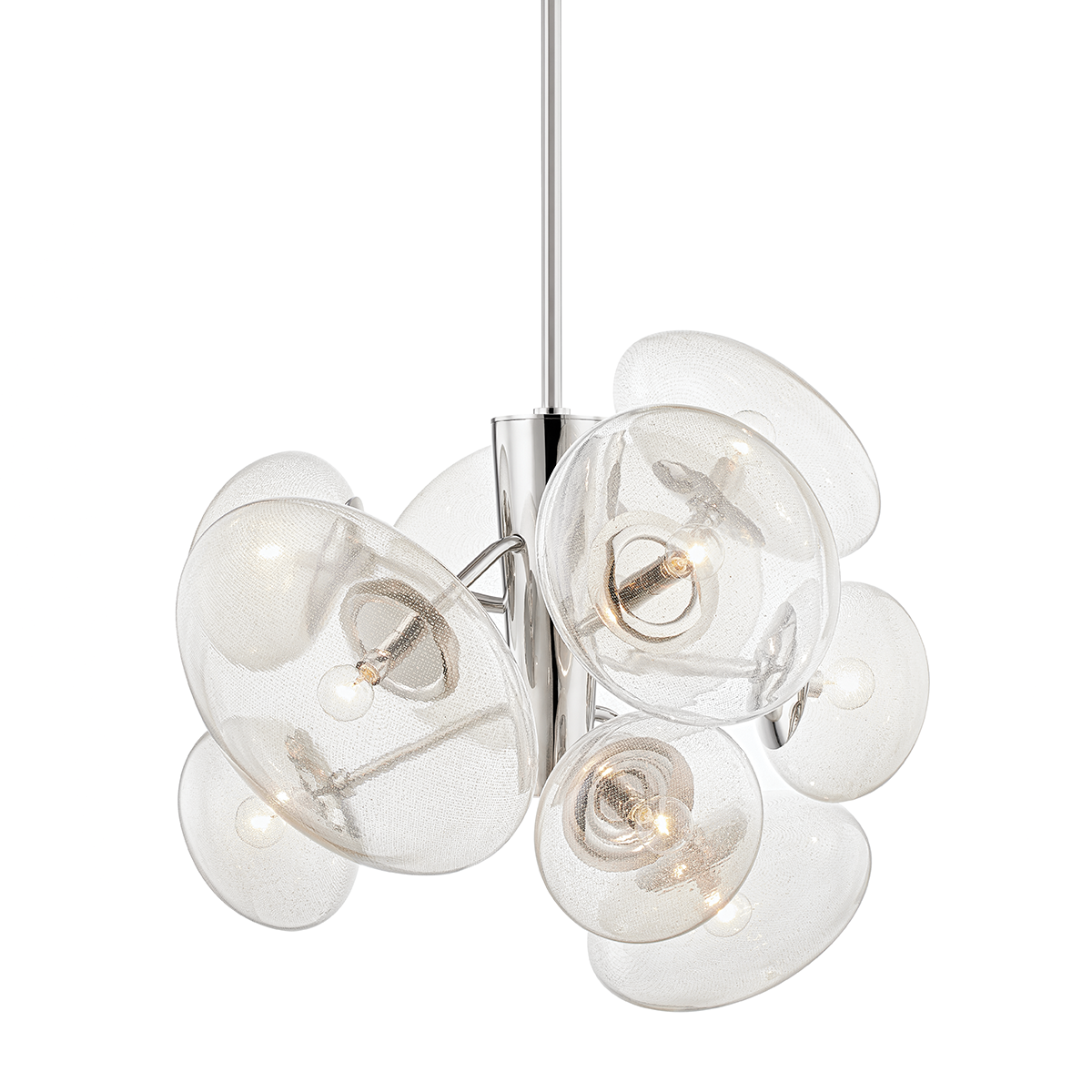 Opera Chandelier 30.75" in polished nickel shown from a second angle to highlight the frame, arms, and shade detail.
