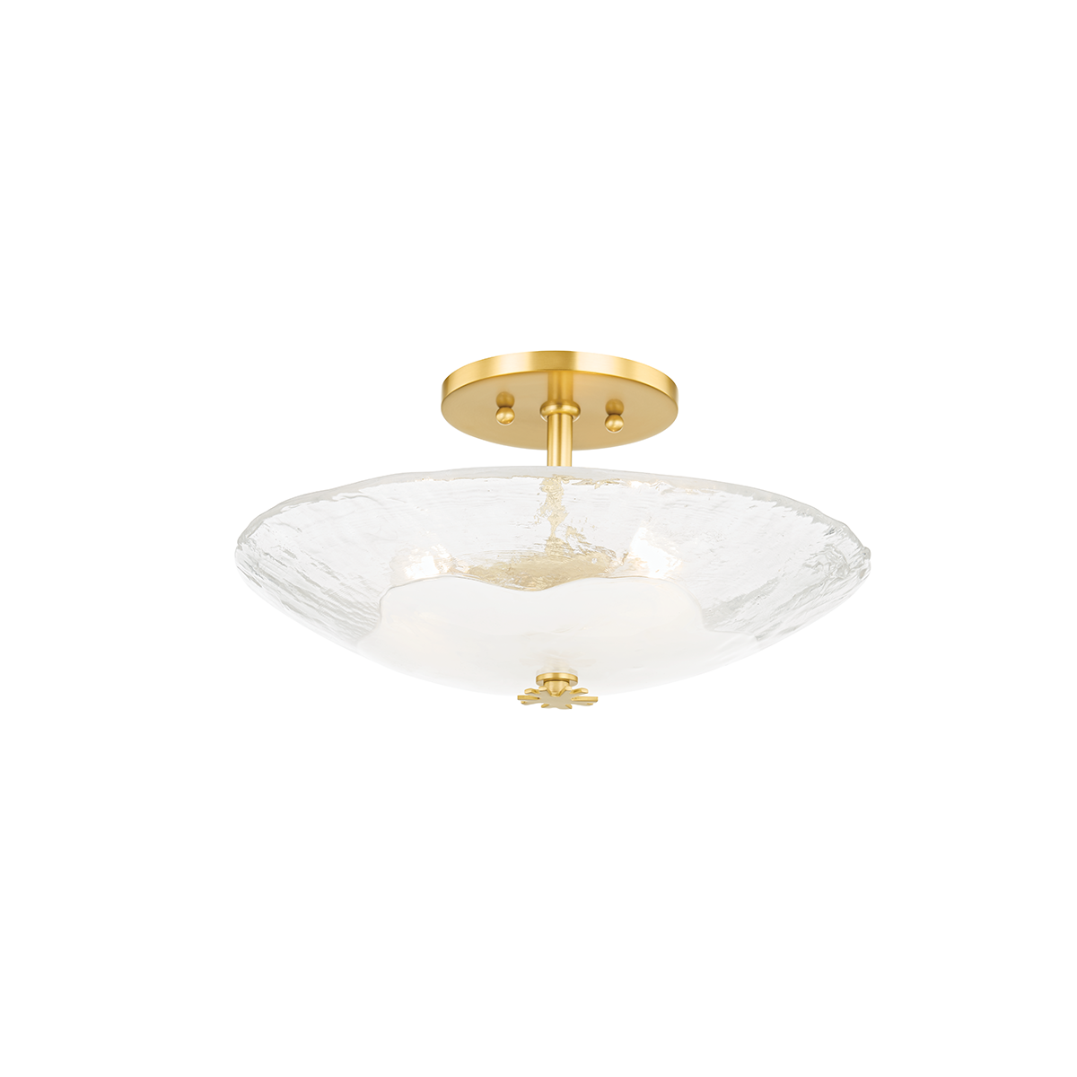 Lago Semi Flush 16.25" in aged brass — a Hudson Valley semi flush for hallways, bedrooms, and entryways at Laurie Yapp Home.