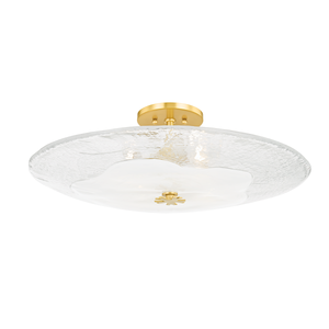 Lago Semi Flush 24" in aged brass — a Hudson Valley semi flush for hallways, bedrooms, and entryways at Laurie Yapp Home.
