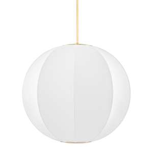 Jupiter Pendant 28" in aged brass — a Hudson Valley pendant for kitchens, entries, and dining rooms at Laurie Yapp Home.