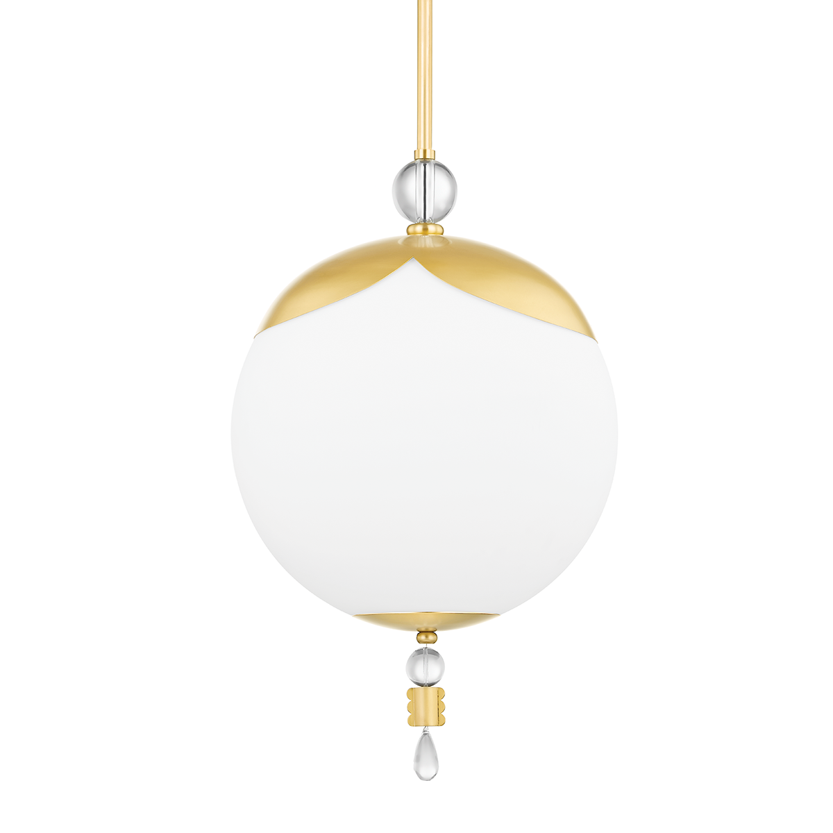 Perla Pendant 16" in aged brass — a Hudson Valley pendant for kitchens, entries, and dining rooms at Laurie Yapp Home.
