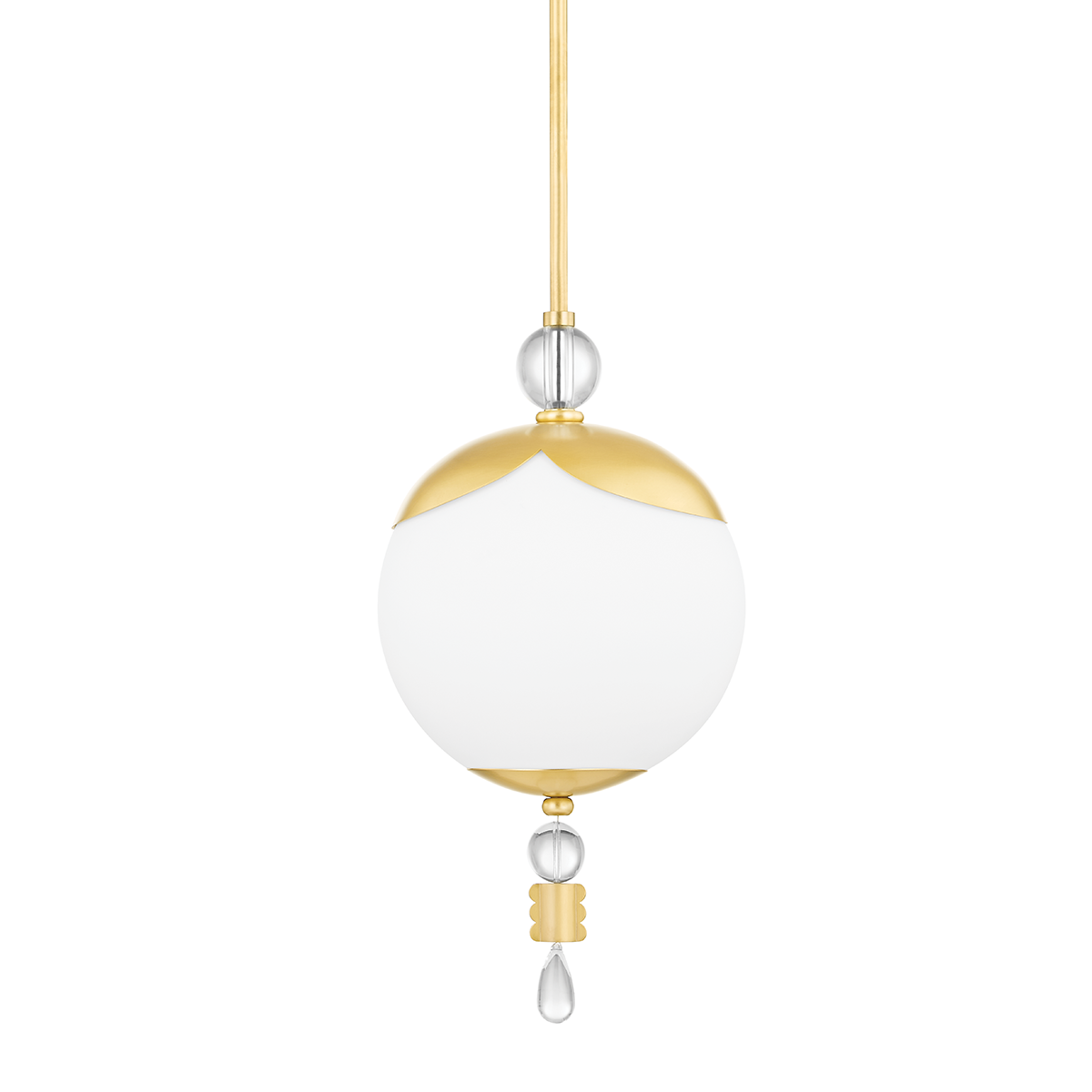 Perla Pendant 10" in aged brass — a Hudson Valley pendant for kitchens, entries, and dining rooms at Laurie Yapp Home.