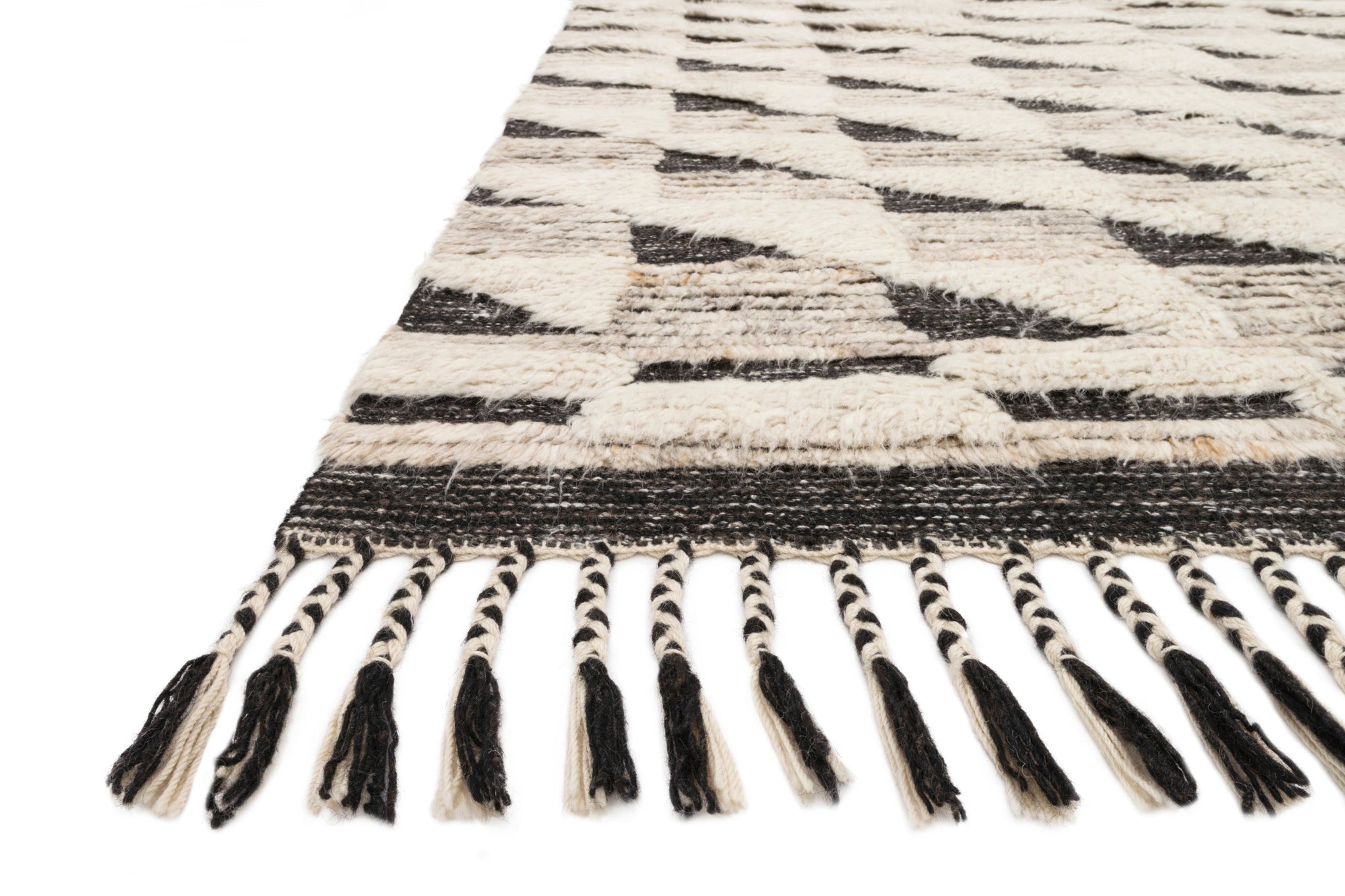 Side view of the Khalid Natural / Black rug.