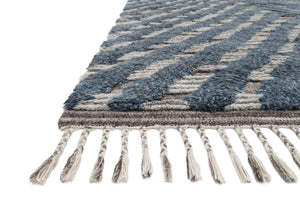 Side view of the Khalid Blue / Pewter rug.