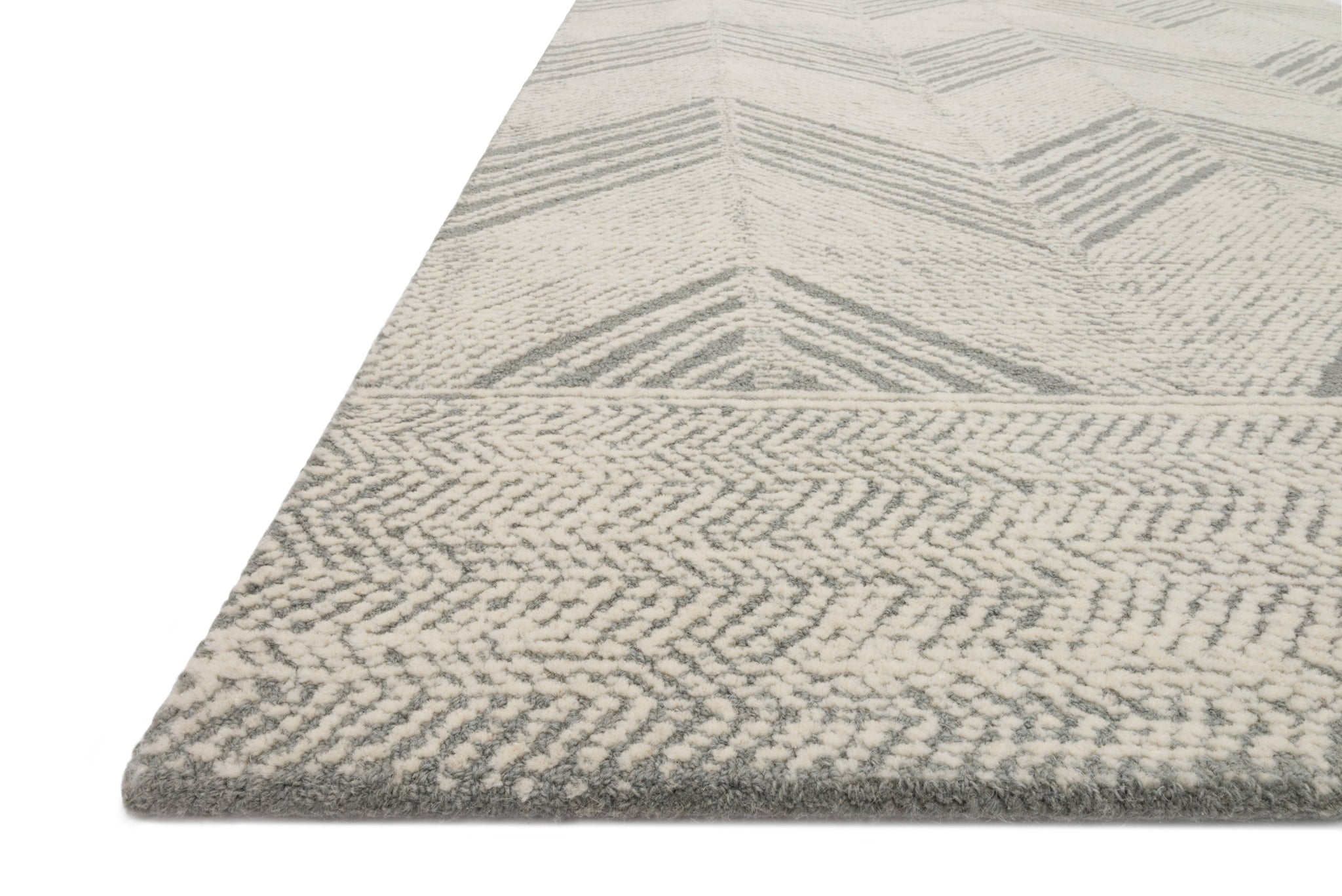 Side view of the Kopa Grey / Ivory rug.