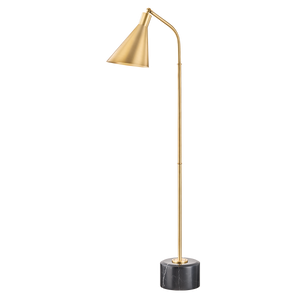 Stanton Floor Lamp in aged brass — a Hudson Valley floor lamp for living rooms and reading nooks at Laurie Yapp Home.