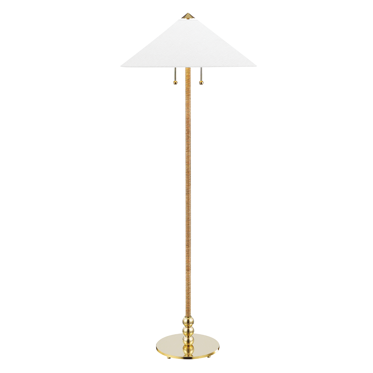Flare Floor Lamp in aged brass — a Hudson Valley floor lamp for living rooms and reading nooks at Laurie Yapp Home.
