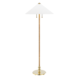Flare Floor Lamp in aged brass — a Hudson Valley floor lamp for living rooms and reading nooks at Laurie Yapp Home.