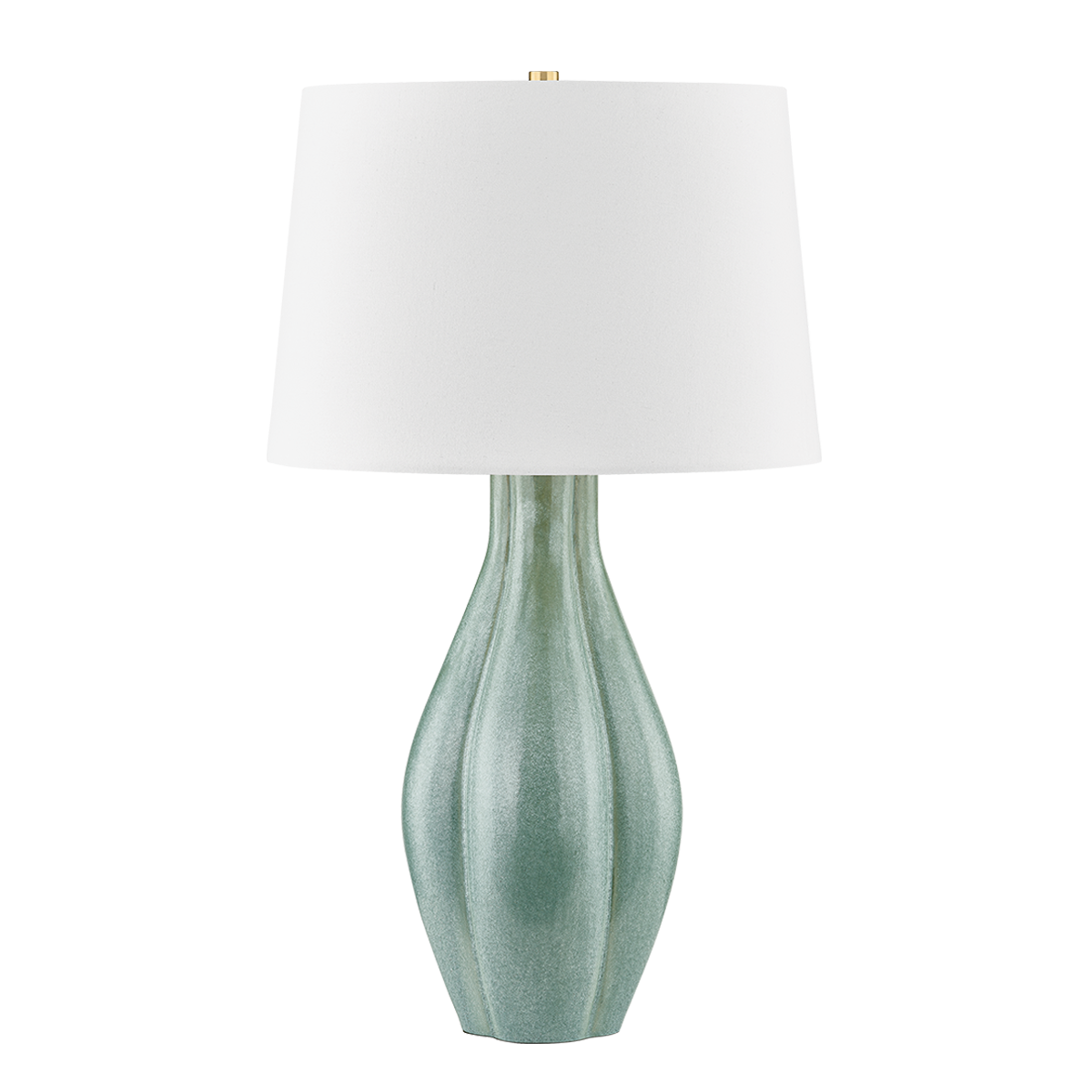 Galloway Table Lamp in aged brass shown from a second angle to highlight the base and shade proportions.