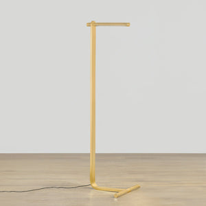 Deptford Floor Lamp in aged brass shown from the front to reveal the stem, base, and shade proportions.