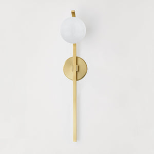Laval Wall Sconce 4.75" in aged brass shown from a second angle to highlight the arm curve and shade silhouette.