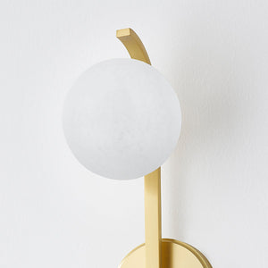 Laval Wall Sconce 4.75" in aged brass shown from the front to reveal the arm curve and shade silhouette.