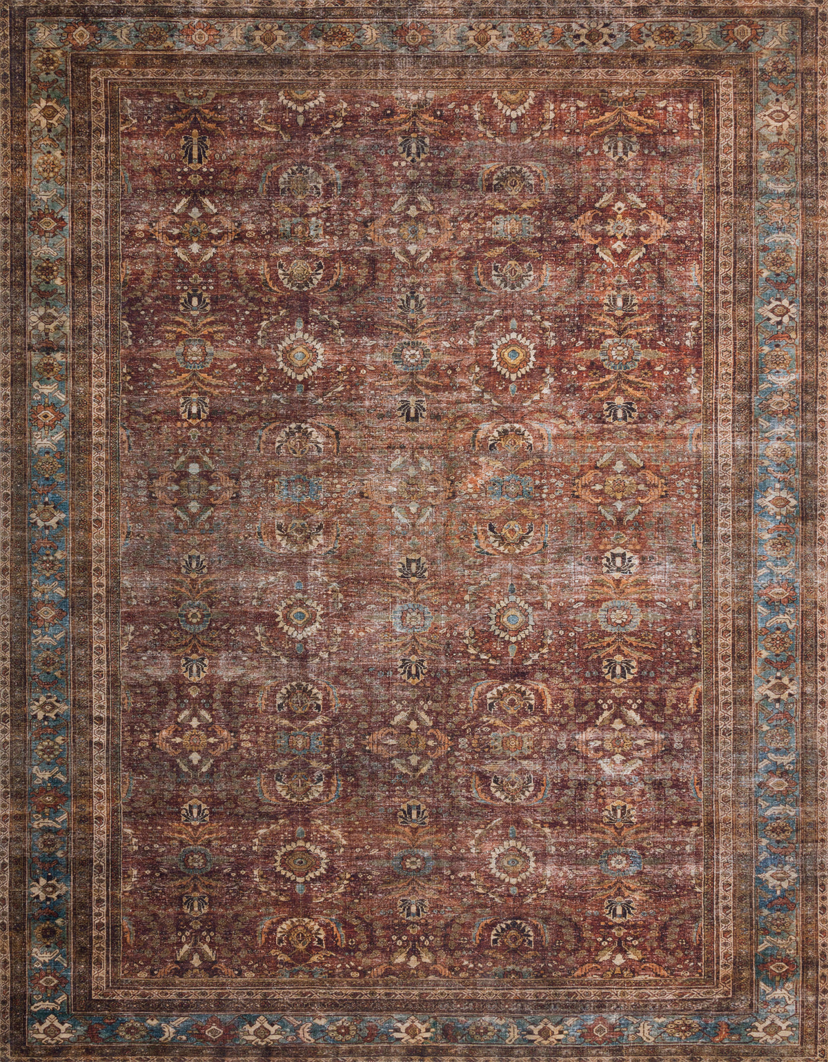 Layla Brick / Blue — a Loloi rug at Laurie Yapp Home.