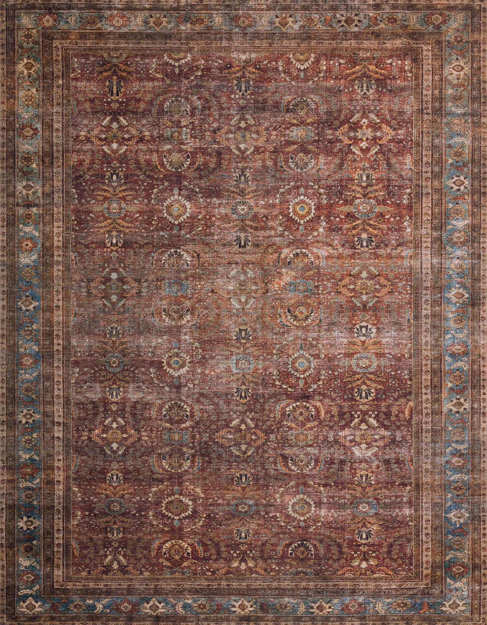 Layla Brick / Blue — a Loloi rug at Laurie Yapp Home.