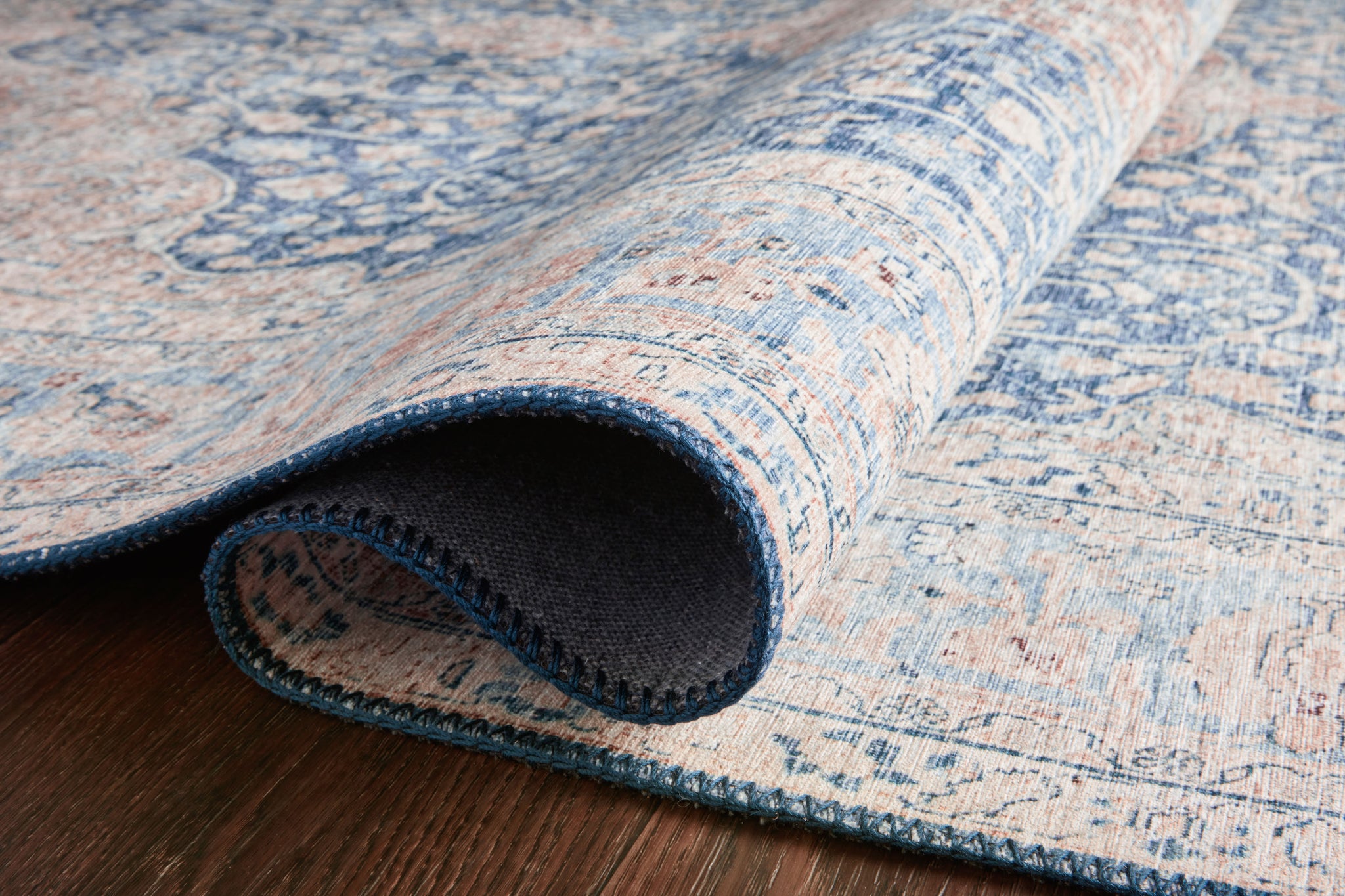 Layla Blue / Tangerine shown from a different angle to reveal its pattern.