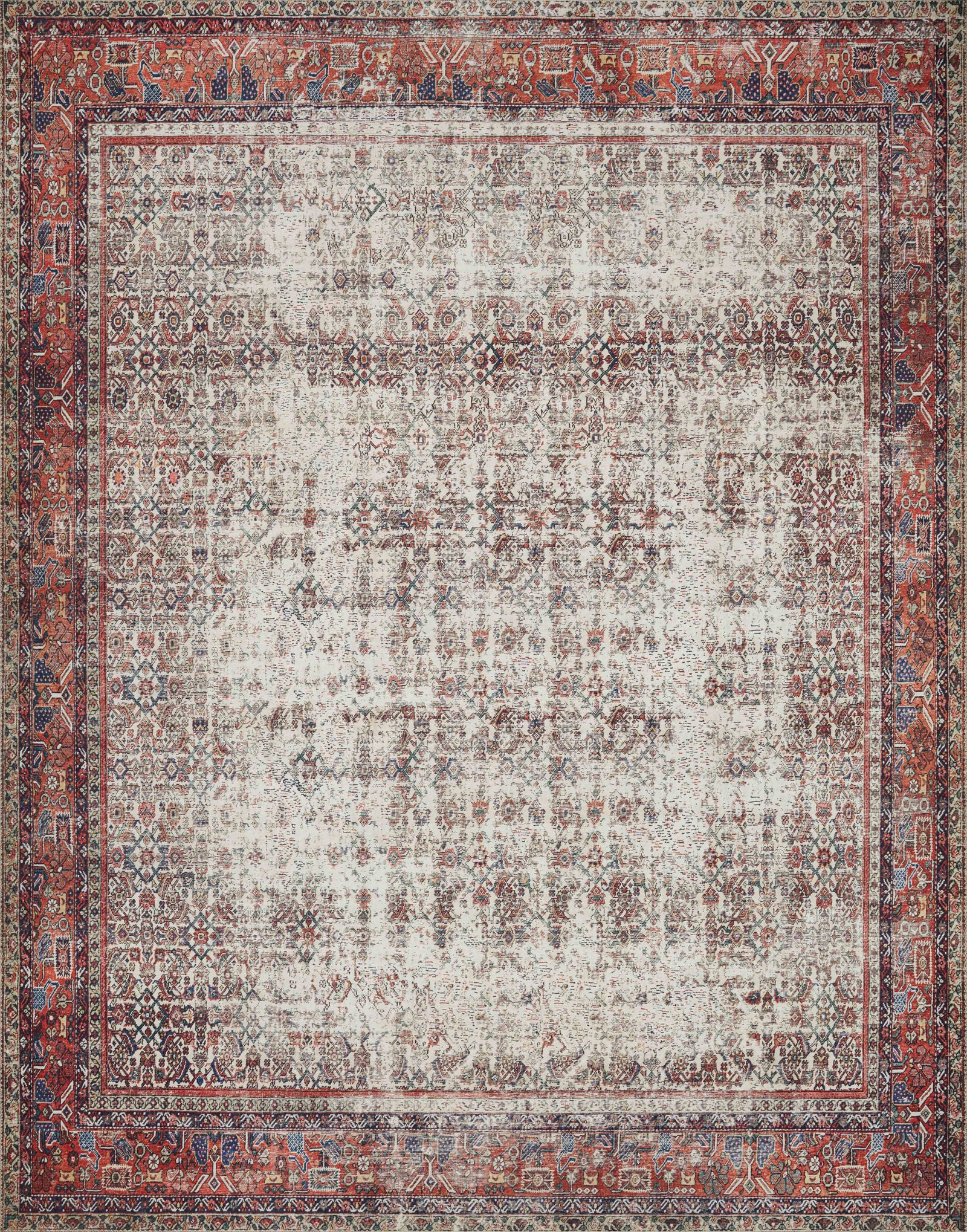 Layla Ivory / Brick — a Loloi rug at Laurie Yapp Home.