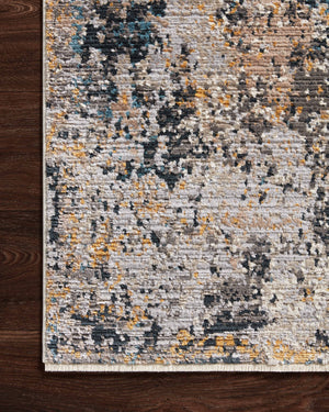 Side view of the Leigh Silver / Multi rug.
