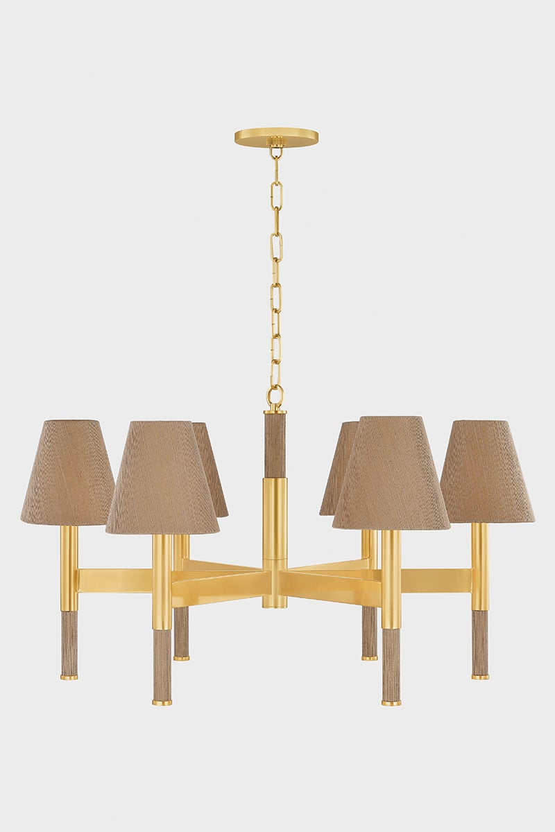 Lindenwood Chandelier 33.5" in aged brass — a Hudson Valley chandelier for dining rooms, entries, and living rooms at Laurie Yapp Home.