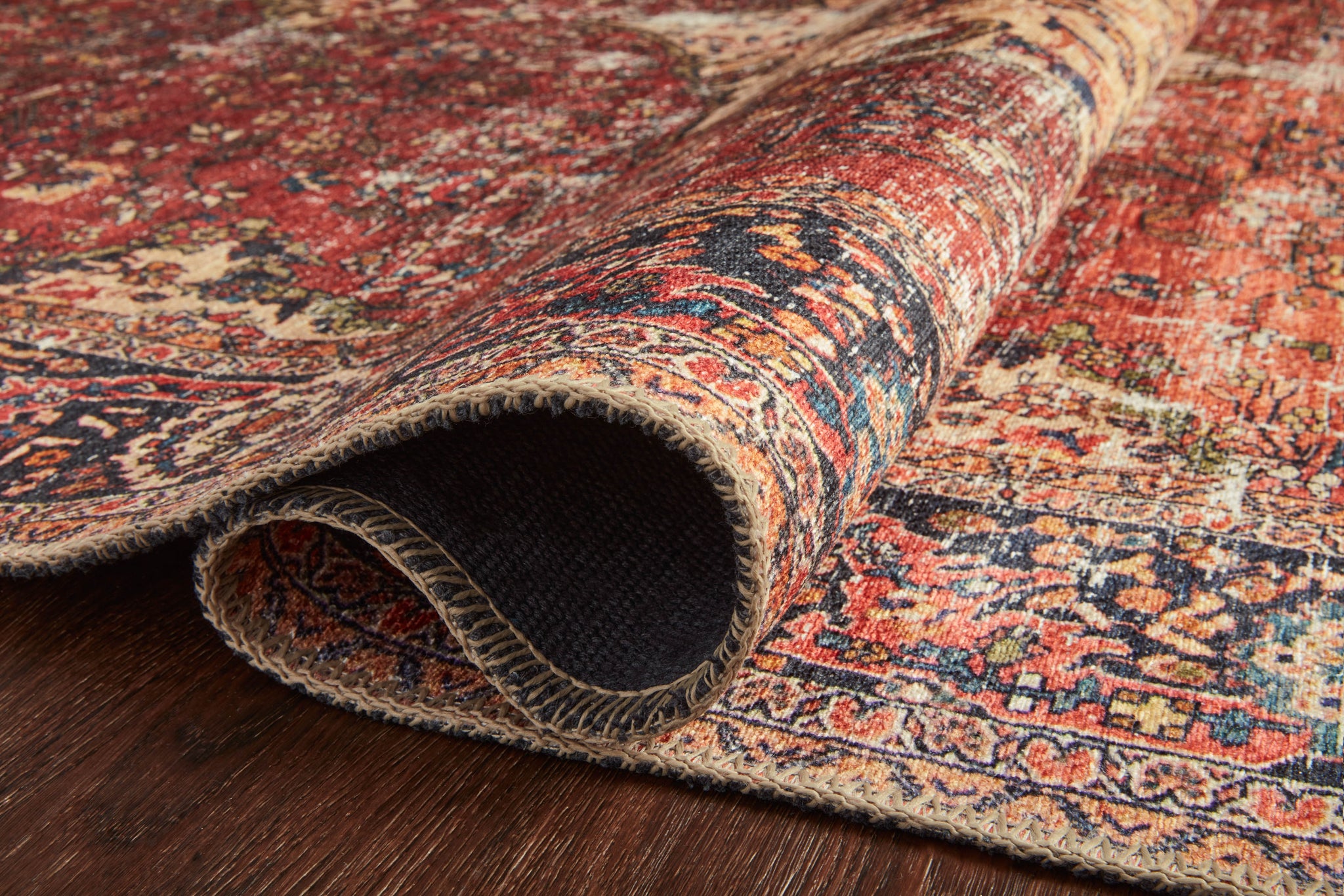 Loren Red / Navy shown from a different angle to reveal its pattern.